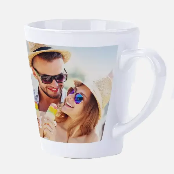 Taza cónica blanca sublimable de 12oz