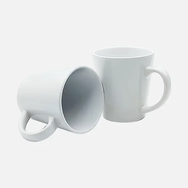 Taza cónica blanca sublimable de 12oz